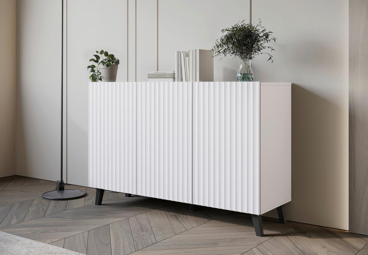 Sideboard Phuket ca. 120x78 cm Weiß - Schwarz/Weiß, Design, Holzwerkstoff/Kunststoff (120/78/39,1cm) - Livetastic