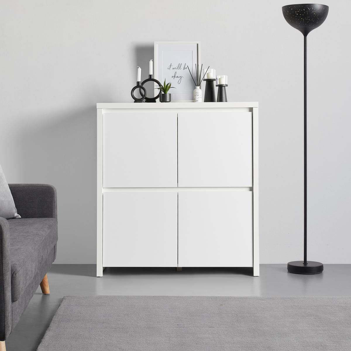 Kommode Larios B in Weiss - Weiss/Schwarz, Modern, Holzwerkstoff/Kunststoff (105/112/40cm) - Mömax