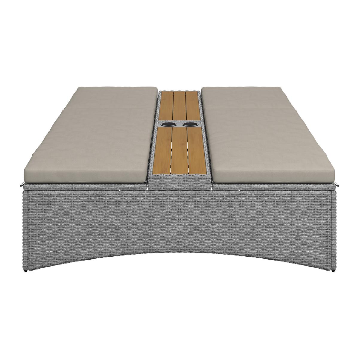 Gartenliege Monero Grau Holz/Metall/Kunststoff - Grau, MODERN, Holz/Kunststoff (203/155/150cm) - Bessagi Garden