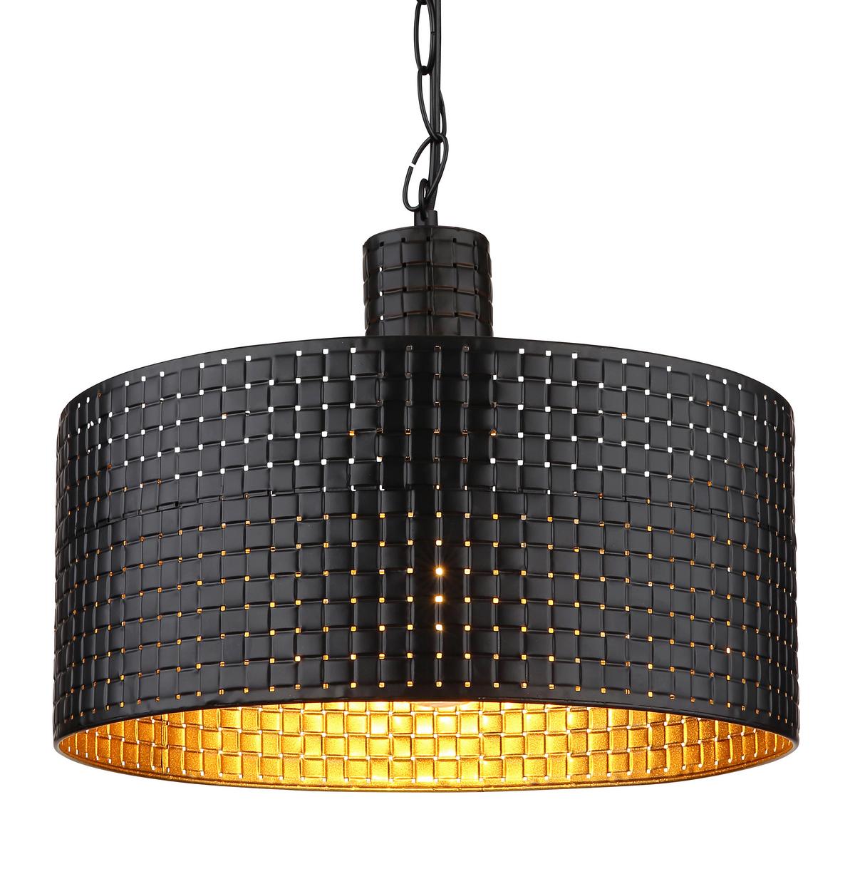 Hängeleuchte Rielly in Schwarz/Gold max. 60 Watt - Dunkelbraun/Goldfarben, Design, Holzwerkstoff/Kunststoff (140/25/120cm) - Globo