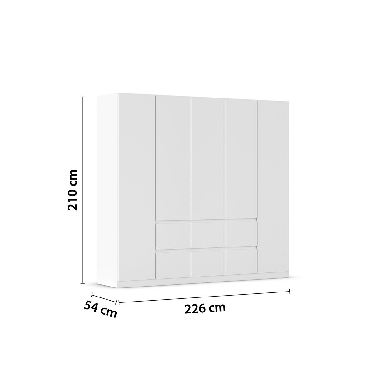DULAP  USI ROTATIVE MAINZ - alb, Basics, material pe bază de lemn (226/210/54cm) - Modern Living