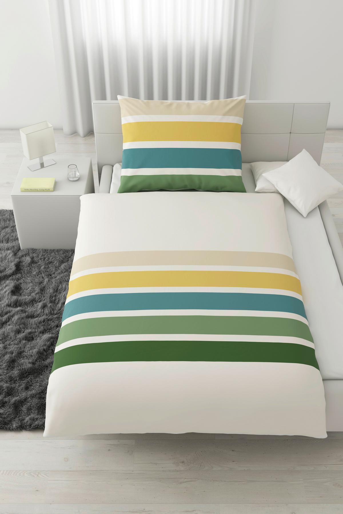 Ágyneműhuzat-garnitúra Silke - sárga/zöld, Modern, textil (140/200cm) - Modern Living