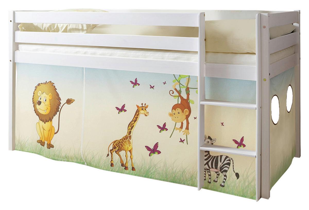 Spielbett Holz Malte ca. 90x200 cm Safari - Multicolor/Weiß, Natur, Holz (90/200cm) - MID.YOU