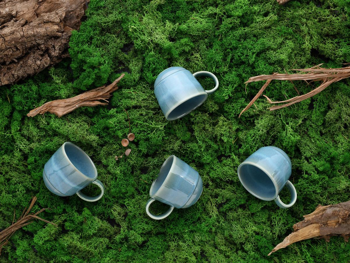 Set Skodelic Yuki Uno, 4-Delni - modra/zelena, Basics, keramika (370ml) - Creatable