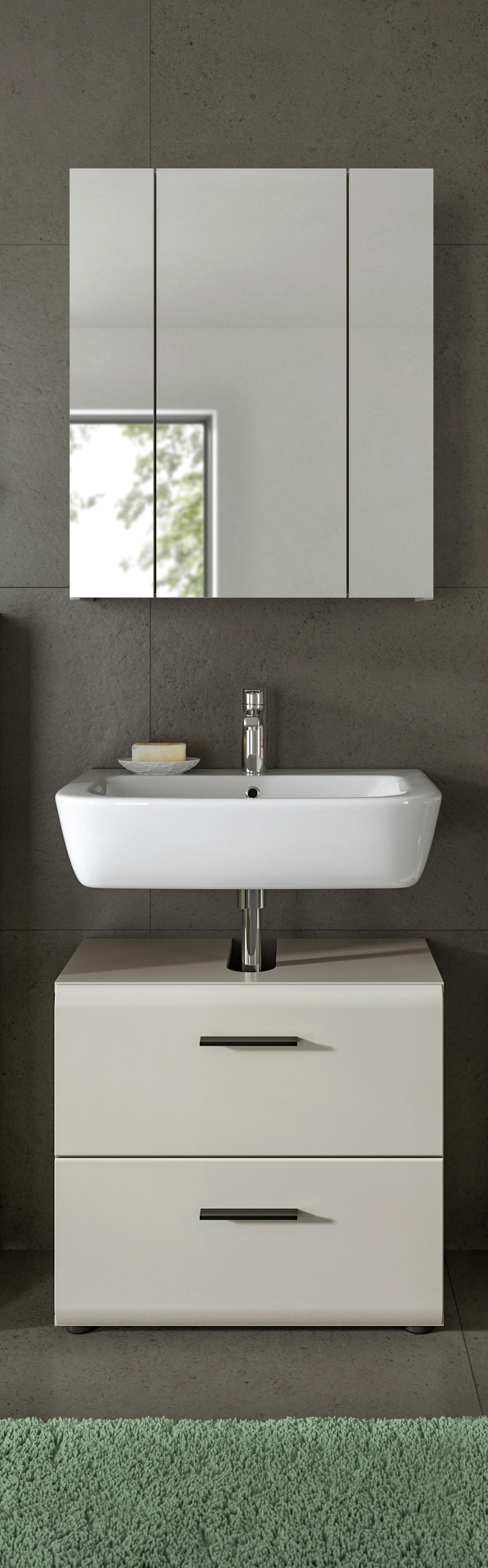 Badezimmer Ice Kaschmir 2-teilig - Kaschmir/Schwarz, Trend, Glas/Holzwerkstoff (60cm) - MID.YOU