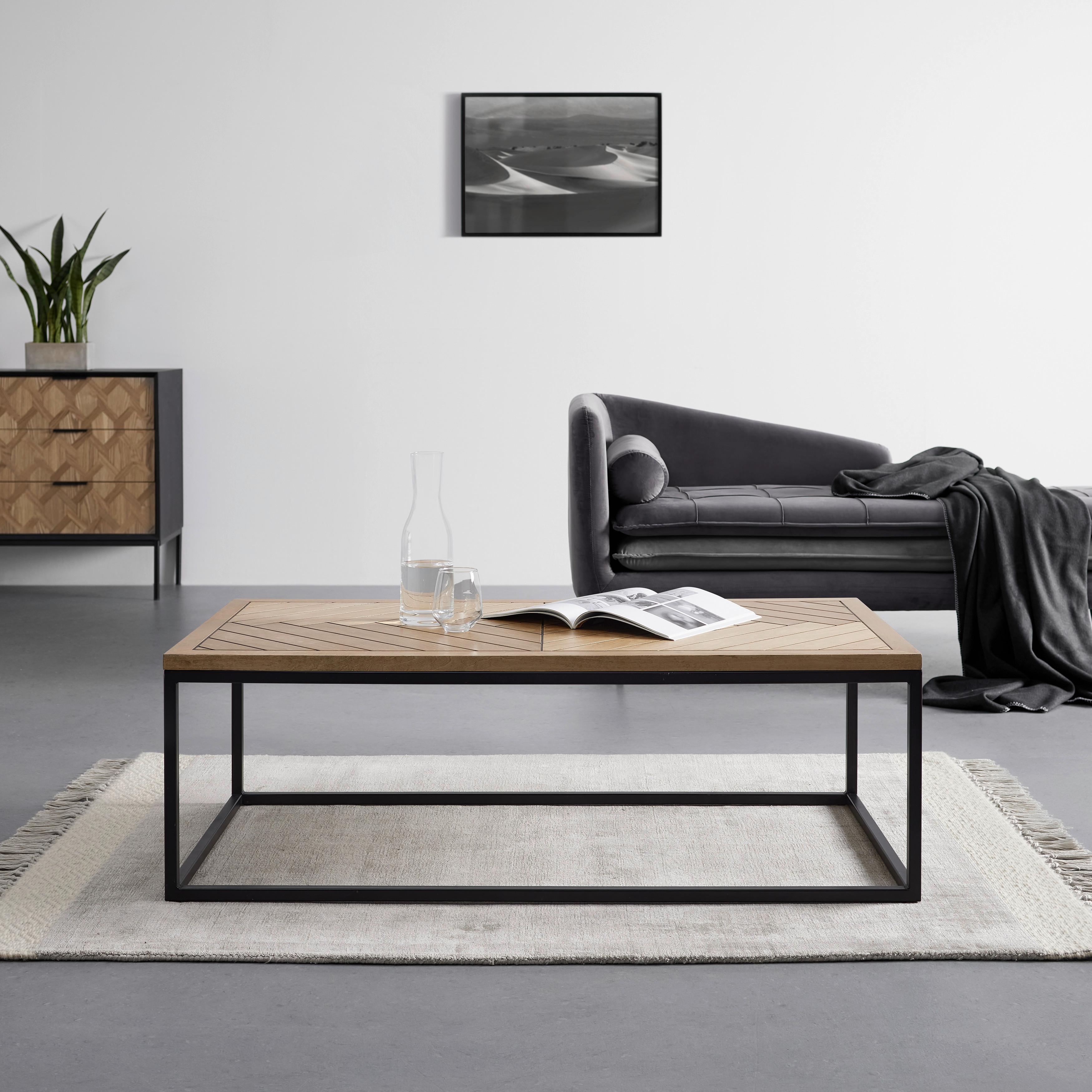 Couchtisch Catalina Eichefarben Teilmassiv - Eichefarben/Schwarz, MODERN, Holz/Holzwerkstoff (120/60/40cm) - Bessagi Home