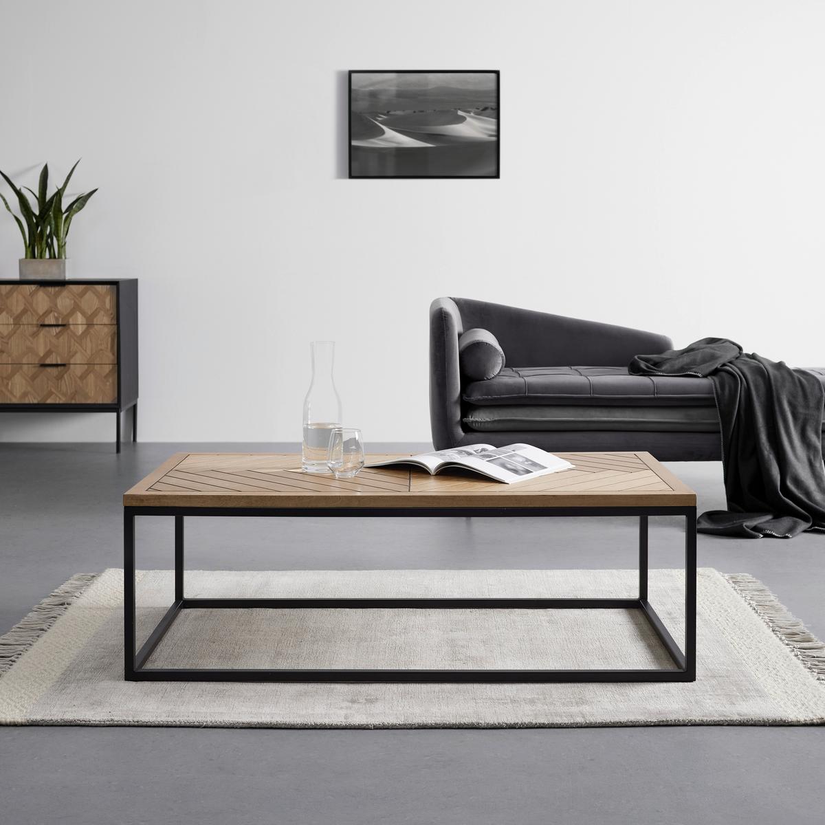 Dohányzóasztal Catalina - tölgyfa színű/fekete, Modern, faalapú anyag/fa (120/60/40cm) - Bessagi Home