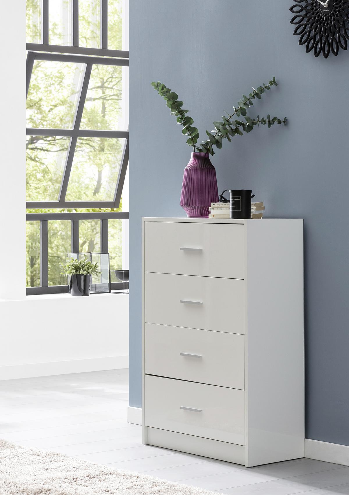Visoka Komoda Highboard - bela/barve aluminija, Konvencionalno, kovina/leseni material (60/90/30cm) - MID.YOU