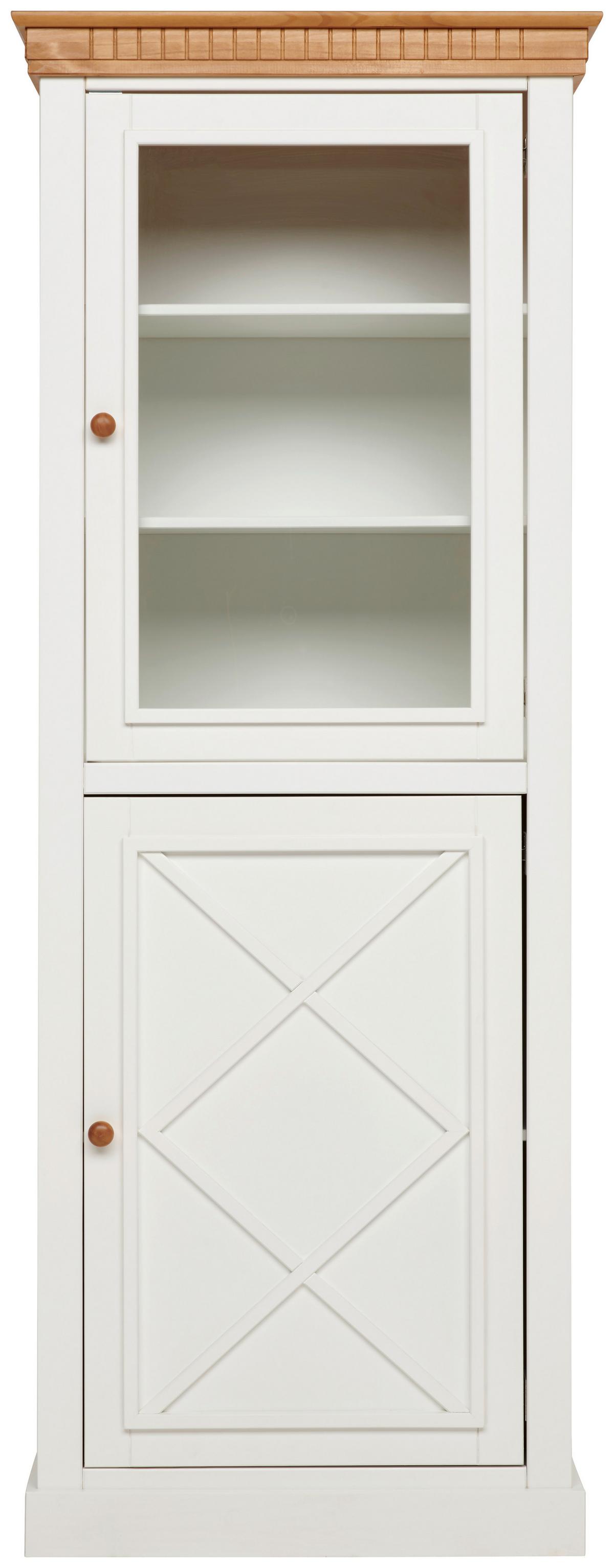 WITRYNA KLAUS - kolor naturalny/biały, Romantik / Landhaus, drewno/szkło (79/207/44cm) - MID.YOU