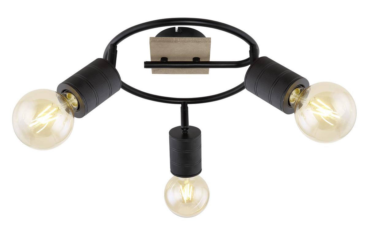 Strahler Josella in Schwarz max. 60 Watt - Dunkelbraun/Schwarz, Design, Holz/Metall (29/18cm) - Globo