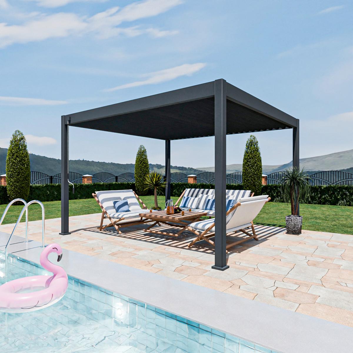 Pergola Superior, Antracit, 3,6x4m - barve grafita, Basics, kovina (360/255/400cm) - Gardenson