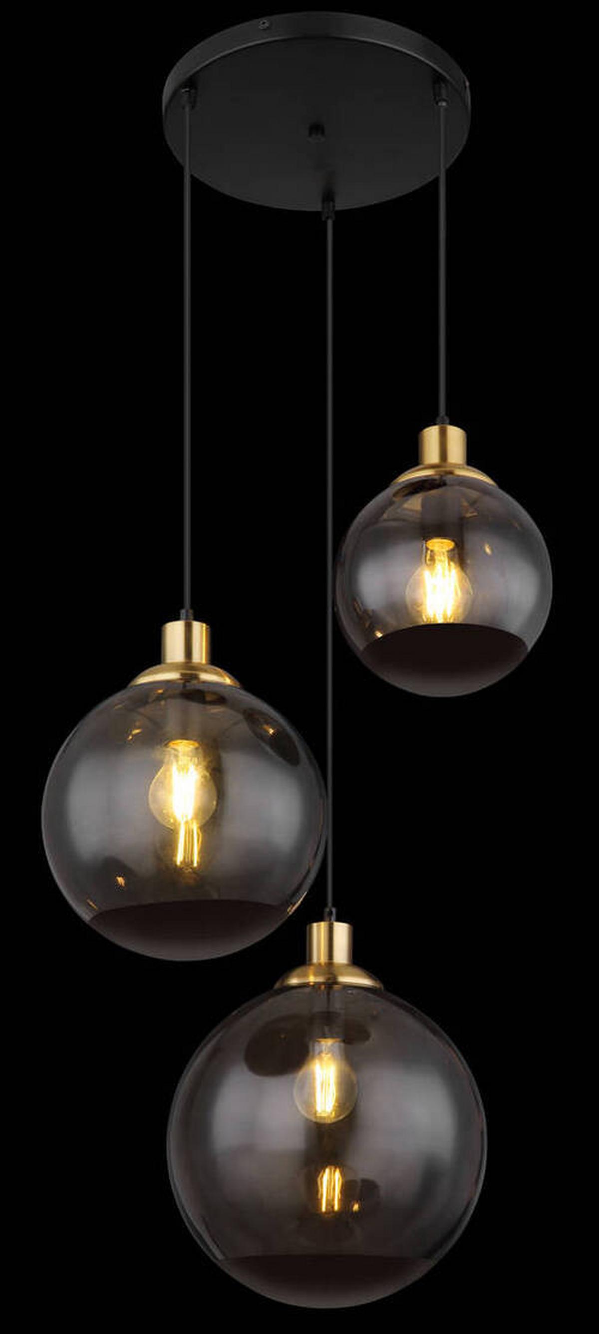 Hängeleuchte Potter Schwarz max. 40 Watt - Messingfarben/Schwarz, Design, Glas/Kunststoff (51/120cm) - Globo