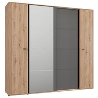 Ruhásszekrény Sinop - grafitszürke/fekete, Modern, faalapú anyag/üveg (232/218,5/58cm)