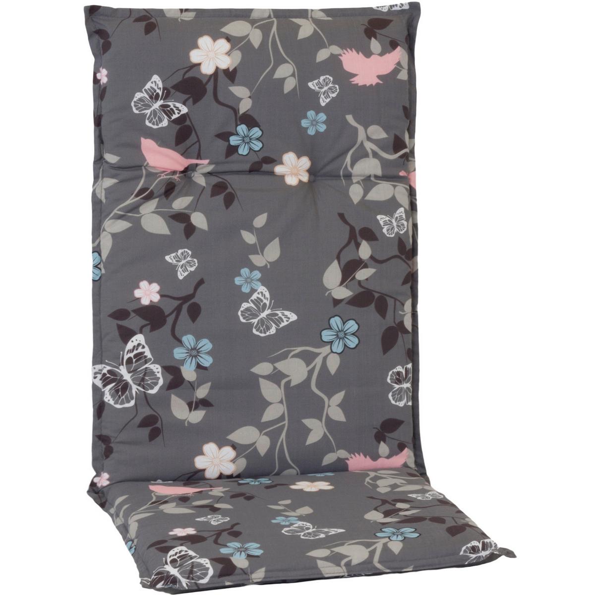 Hochlehner Auflagen 4er-Set ca. 118x50 cm Grau m. Blümchen - Rosa/Grau, Basics, Textil (118/50/6cm) - Gardenson