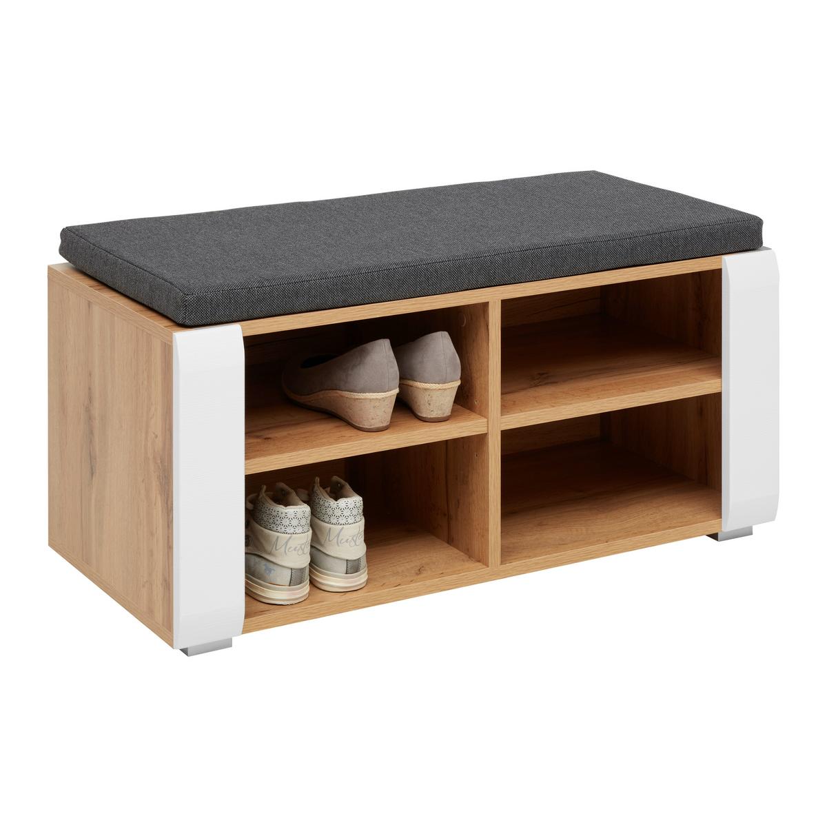 Garderobenbank in Grau/Weiß/Eichefarben - Konventionell, Holzwerkstoff (84/42/40cm) - Mömax