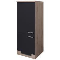 Geräteumbauschrank Anthrazit/Eiche - Edelstahlfarben/Eichefarben, MODERN, Holzwerkstoff/Metall (60/162/57cm) - FlexWell