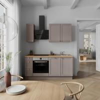 Küchenleerblock Frame High o. Geräte Beigebraun - Edelstahlfarben/Eichefarben, ROMANTIK / LANDHAUS, Holzwerkstoff/Metall (180cm) - Nobilia