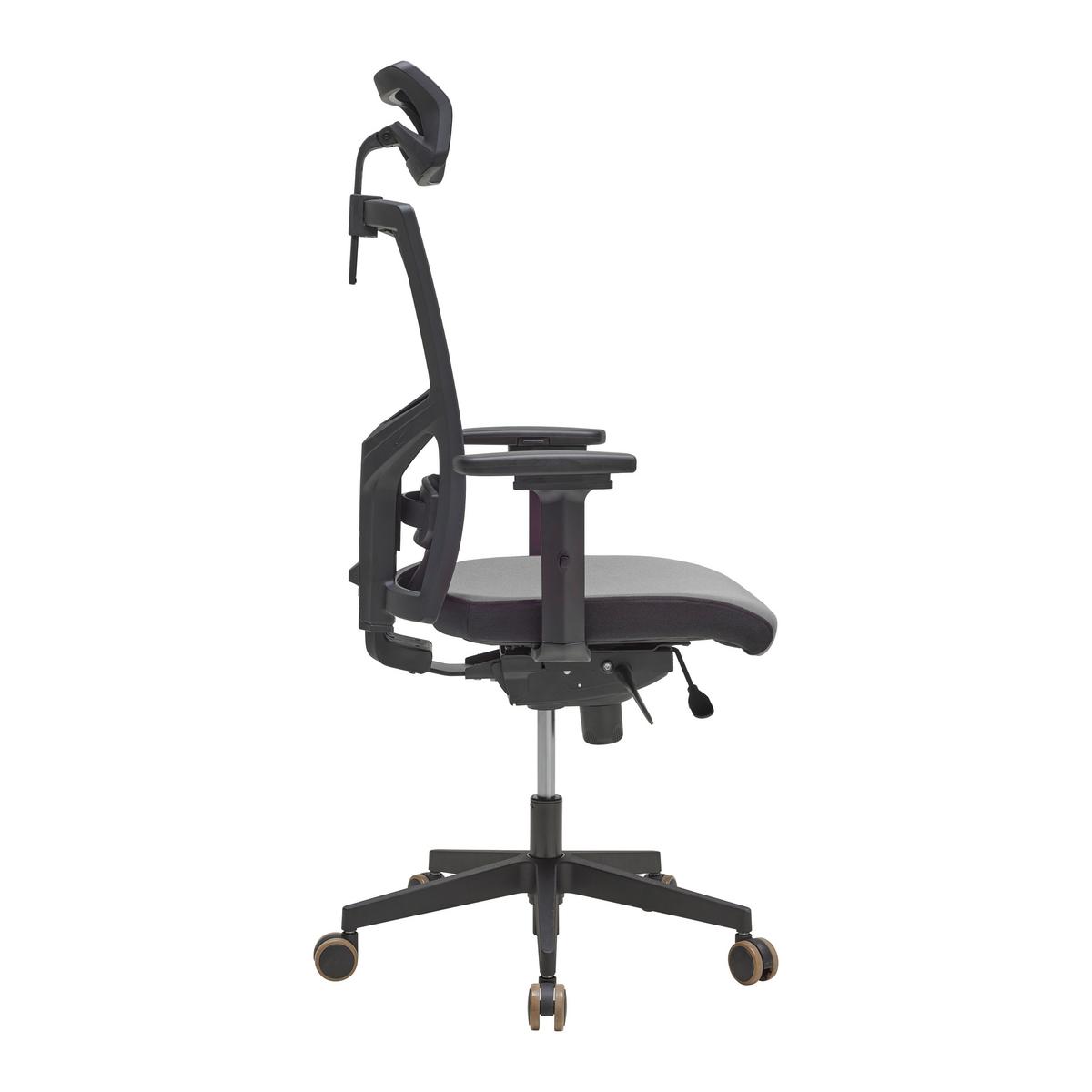 Chefsessel Boss Grau/Schwarz - Schwarz/Grau, MODERN, Kunststoff/Textil (64/142/64cm) - Mömax