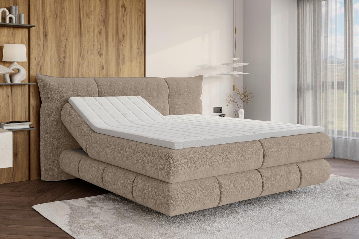 Boxspringbett Auris Ecru ca. 180x200cm - Ecru/Schwarz, KONVENTIONELL, Kunststoff/Textil (180/200cm) - Sembella
