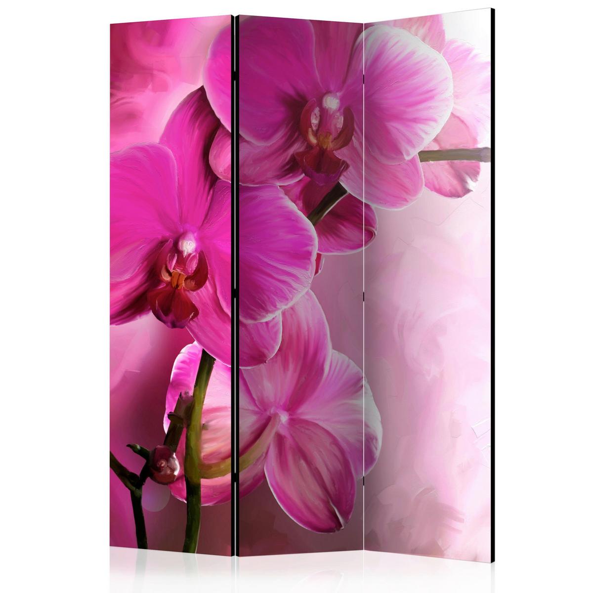 Paravan Pink Orchid, 3-Delni, Dvostranski - pink, Basics, tekstil/les (135/172/3cm) - artgeist