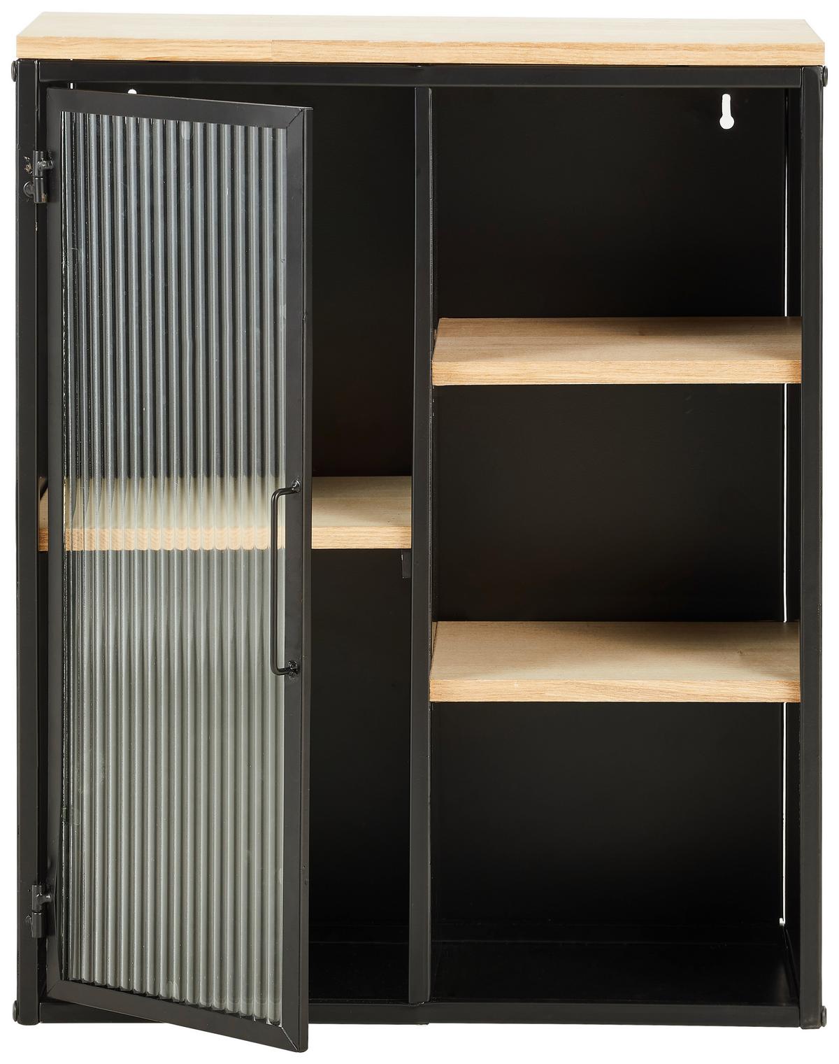 WITRYNA WISZĄCA MAJA - kolor naturalny/czarny, Trend, materiał drewnopochodny/metal (45/55,5/24cm) - Landscape