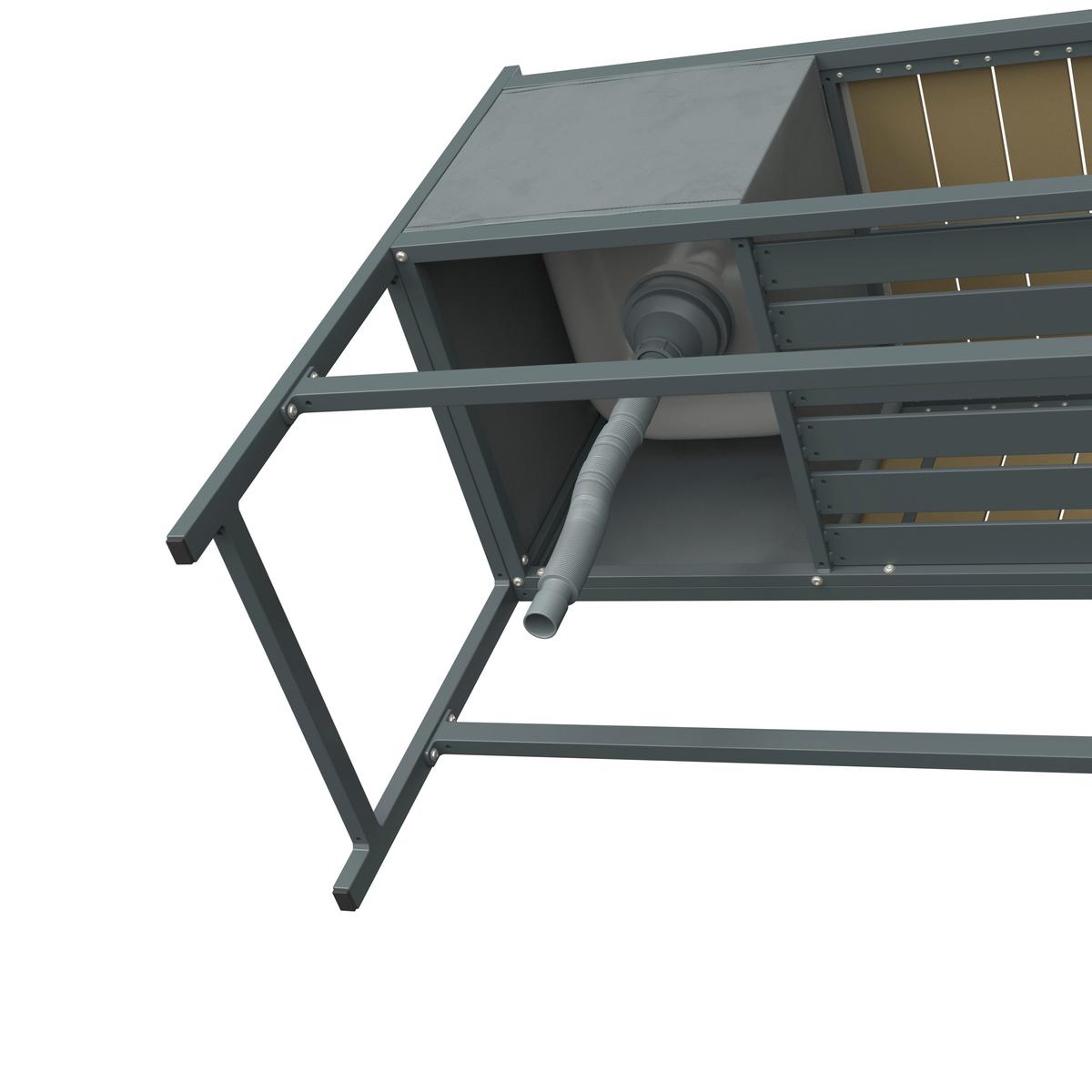 Outdoorküche Levi 2 Anthrazit/Naturfarben - Anthrazit/Naturfarben, MODERN, Kunststoff/Metall (144cm)