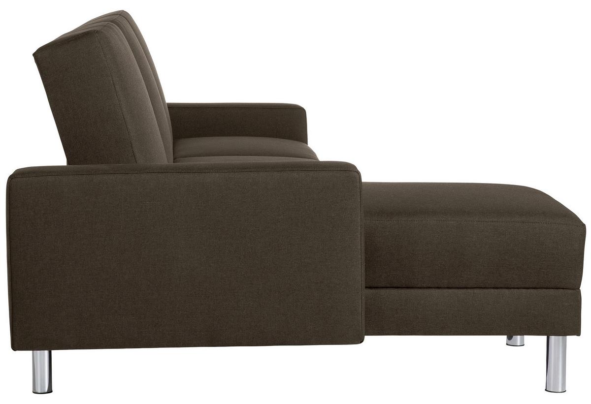 ECKSCHLAFSOFA JUST FASHION - Chromfarben/Braun, KONVENTIONELL, Textil/Metall (152/230cm) - Max Winzer