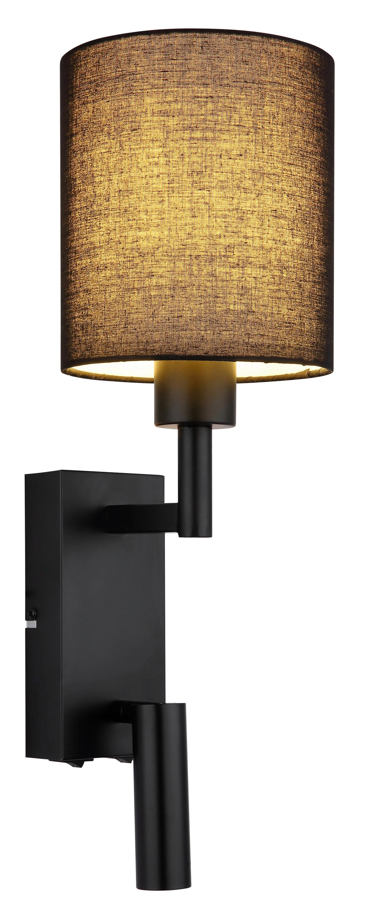 Led Zidna Svjetiljka Zamora - crna, Konvencionalno, metal/tekstil (15/45,5cm) - Globo