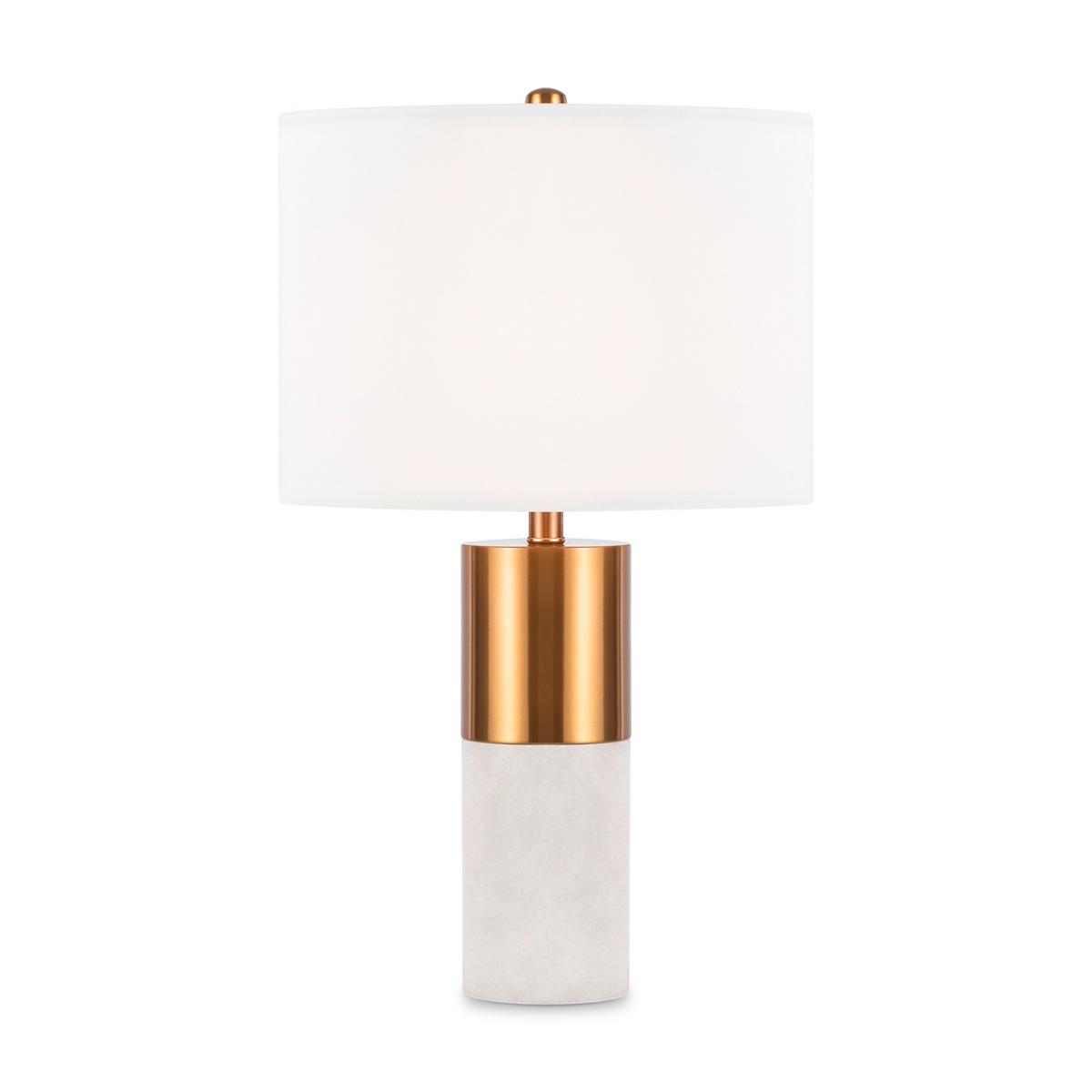 Tischleuchte Bianco Messingfarben max. 60 Watt - Messingfarben/Weiß, Trend, Textil/Metall (39/65cm) - MAYTONI