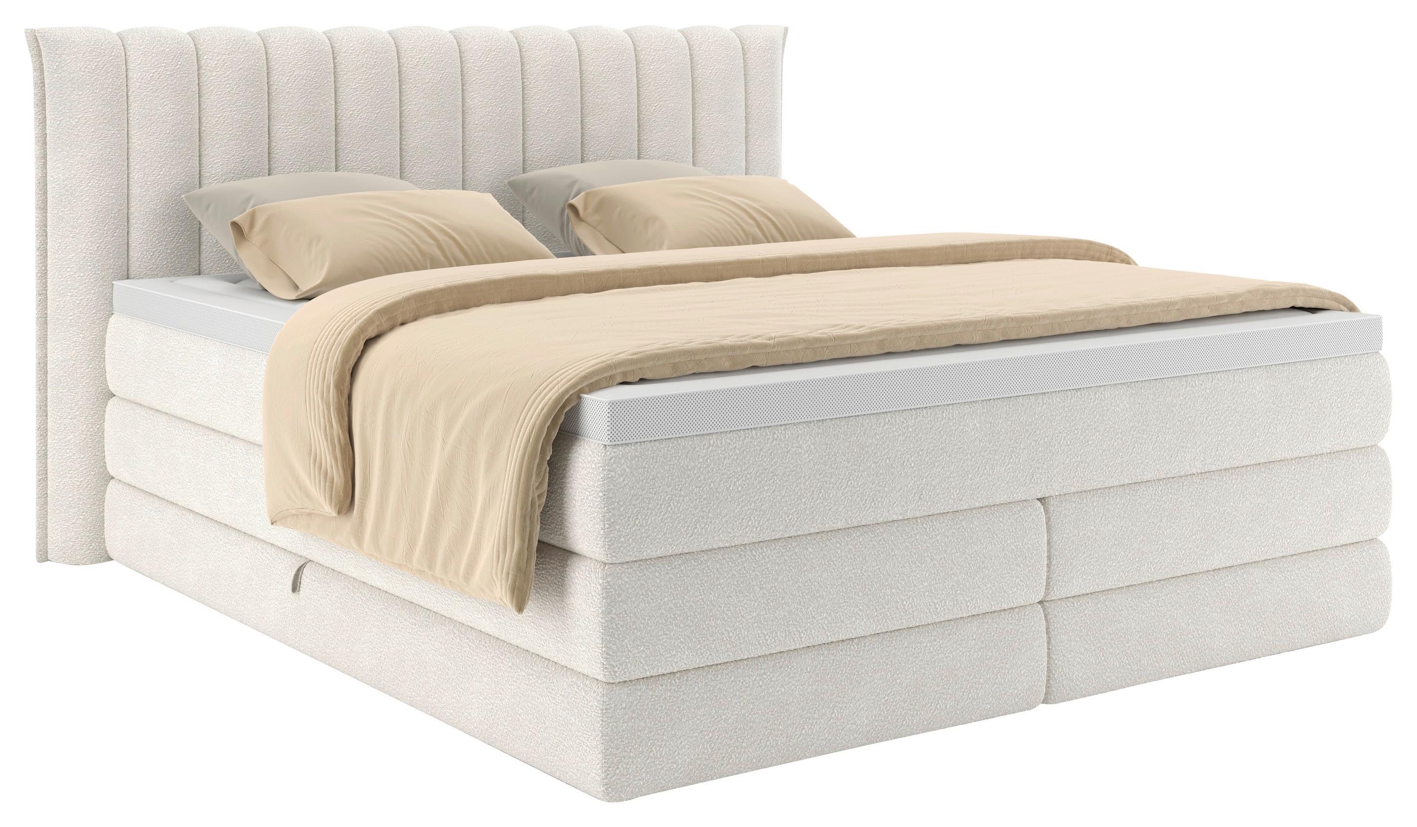 Boxspringbett Lina Creme ca. 180x200cm - Creme, KONVENTIONELL, Holz/Holzwerkstoff (180/200cm) - Premium Living