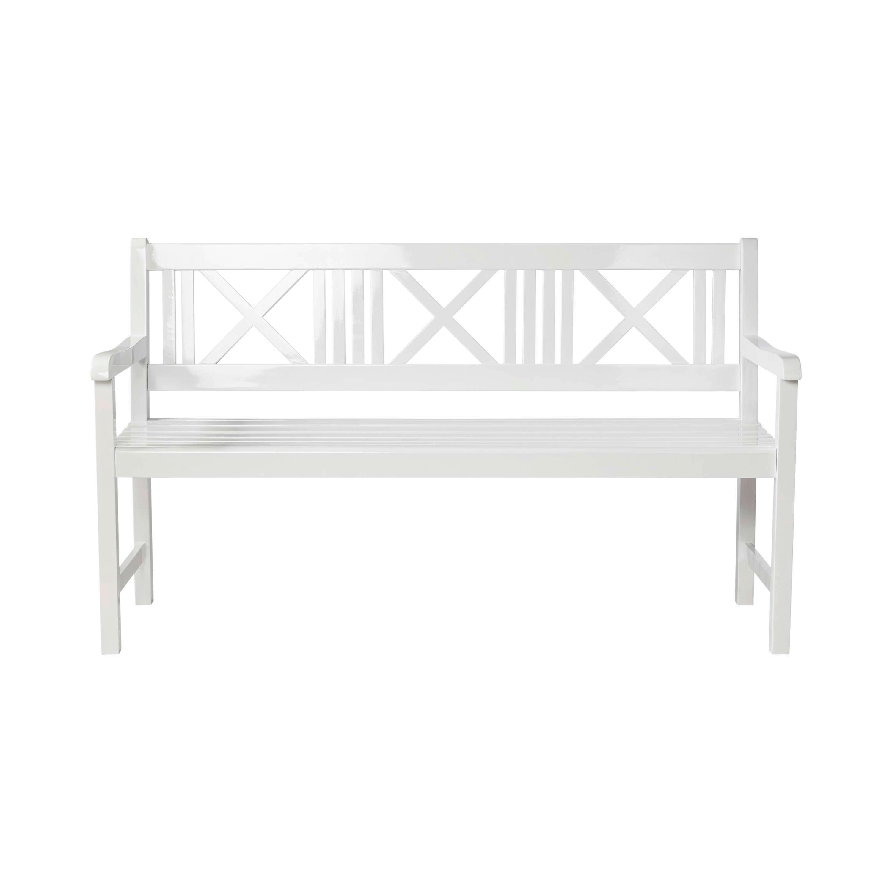 Gartenbank Rosenborg - Weiss Hochglanz, Natur, Holz (150/89/58cm) - Gardenson