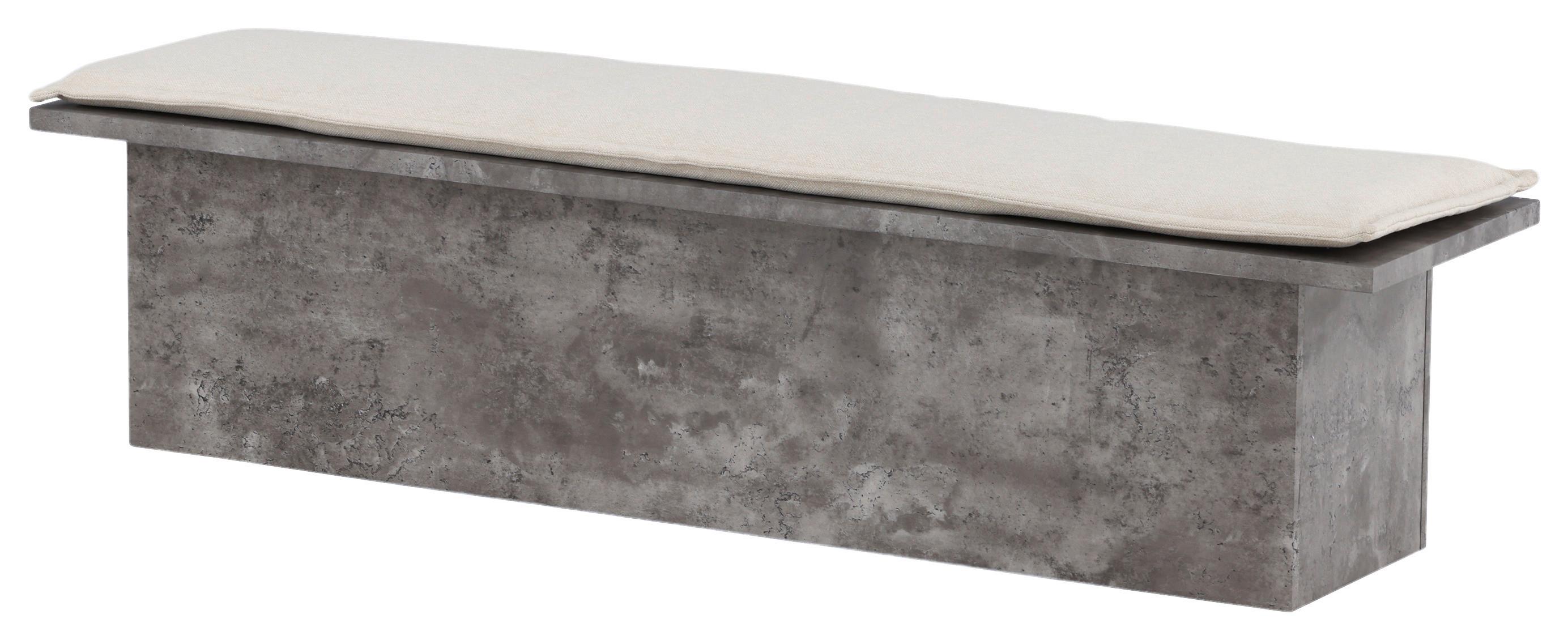 GARDEROBENBANK KELLOGG - Weiß/Grau, Design, Holzwerkstoff/Textil (160/45/40cm) - Livetastic