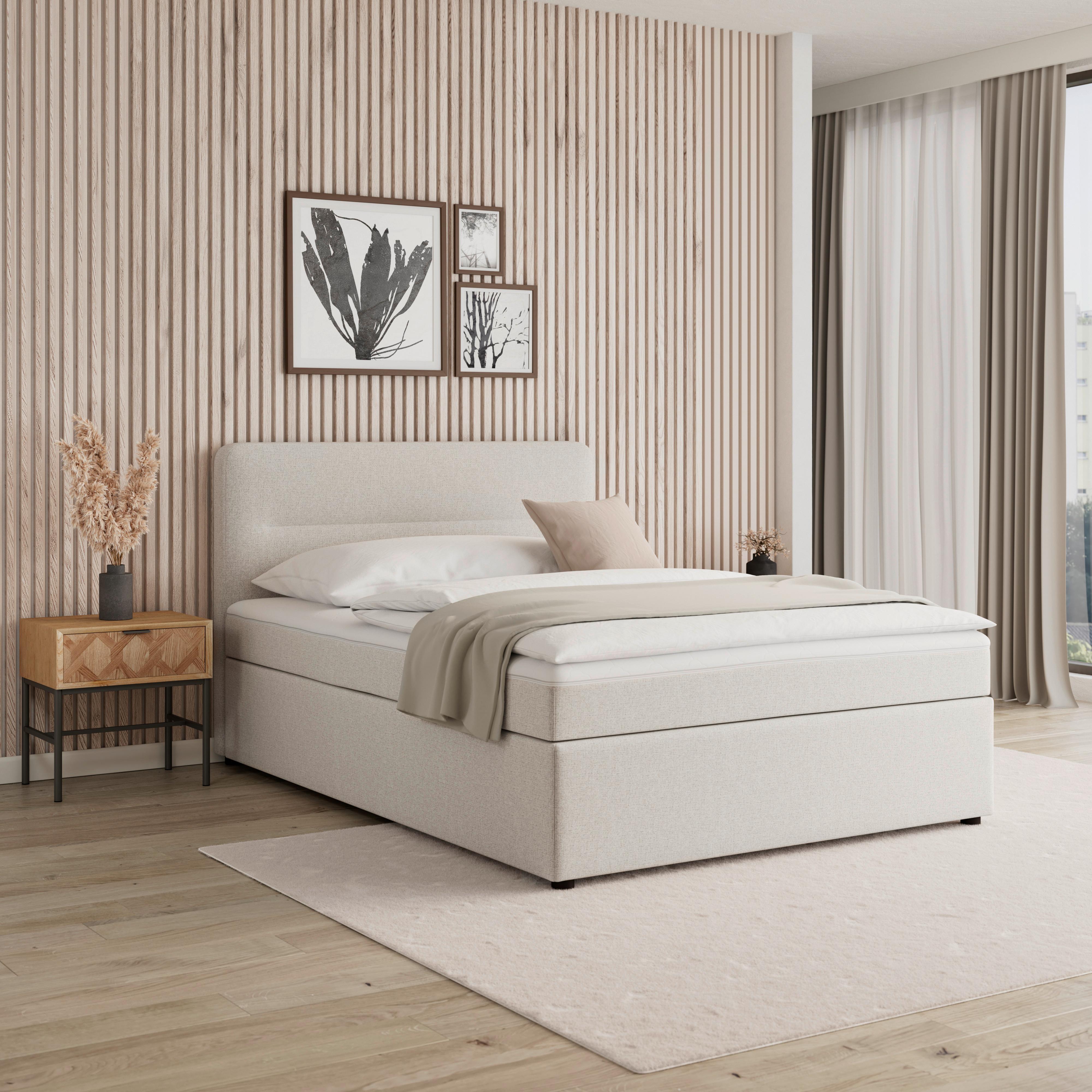 Boxbett Marco Creme ca. 140x200 cm - Creme/Schwarz, MODERN, Holz/Kunststoff (140/200cm) - Bessagi Home