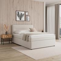 Postelja Z Vzmetnico Marco, 140x200, Krem Barve - črna/krem barve, Moderno, umetna masa/tekstil (140/200cm) - Bessagi Home