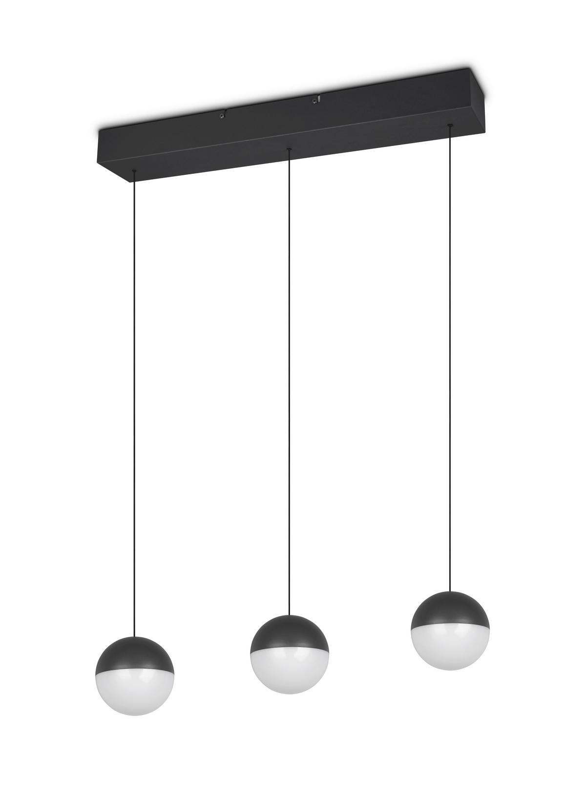 Led Függőlámpa Sestine 3 Égős - fekete, Modern, műanyag/fém (60/9/150cm) - Mömax