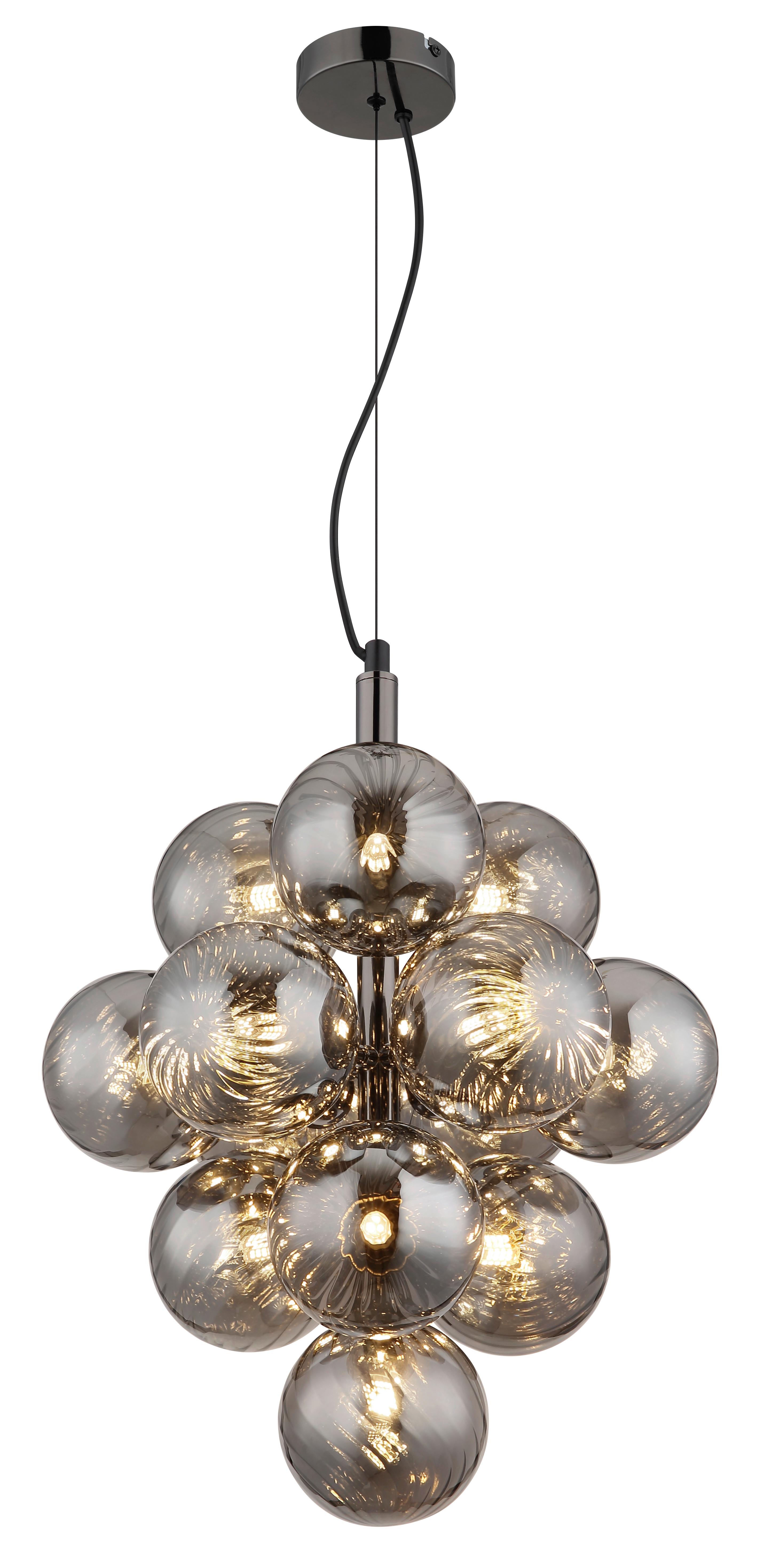 Viseća Svjetiljka Crni Krom - siva/crni krom, Design, staklo/metal (39,5/120cm) - Globo