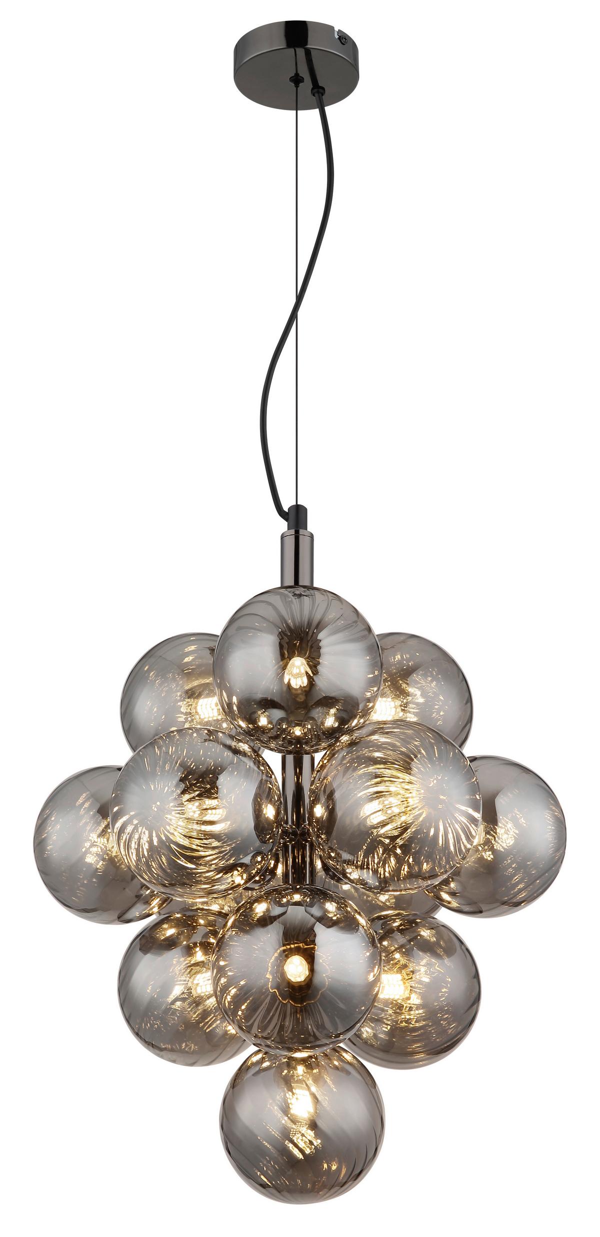 Viseća Svjetiljka Crni Krom - siva/crni krom, Design, staklo/metal (39,5/120cm) - Globo