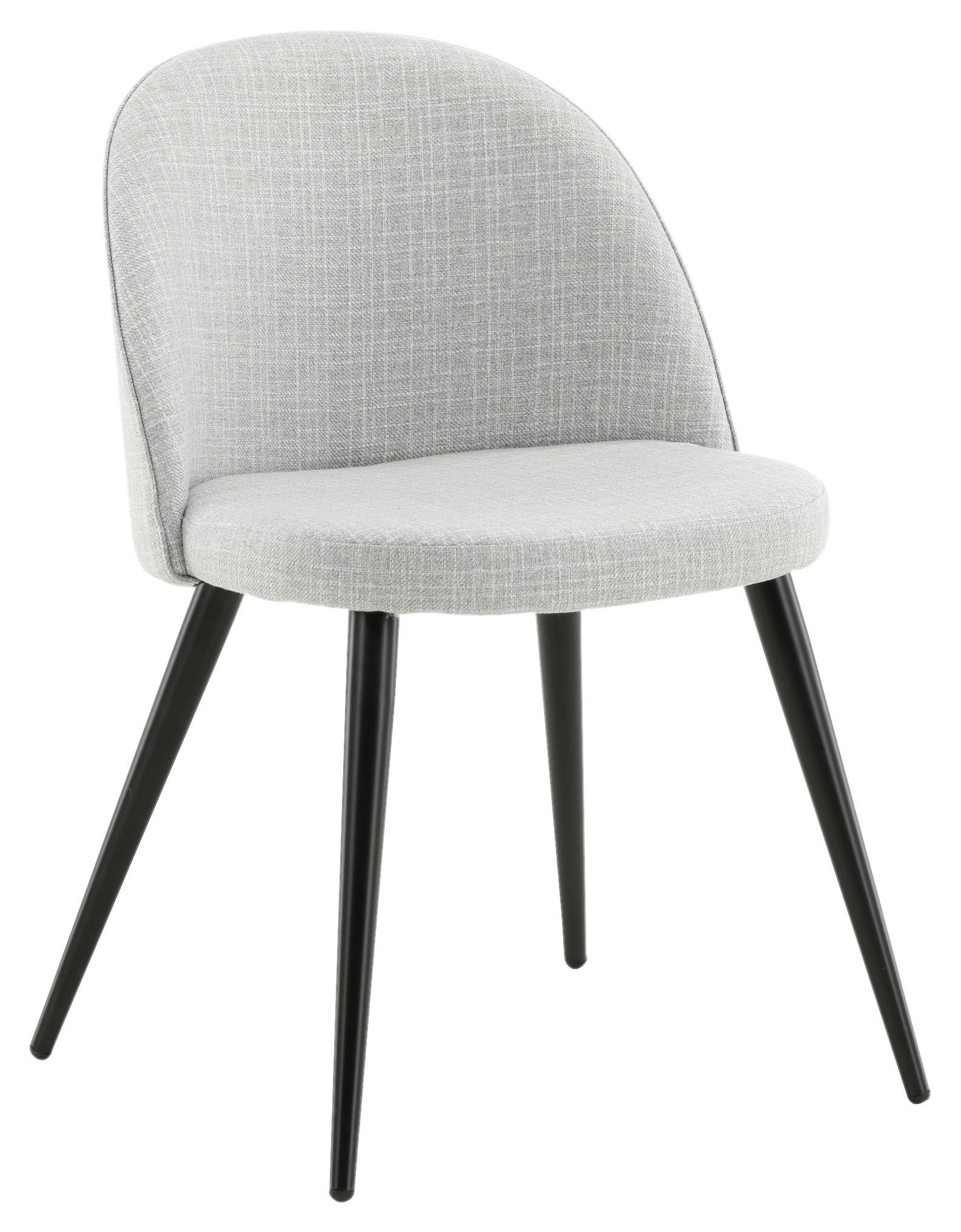 STUHL-SET VELVET - Hellgrau/Schwarz, Design, Textil/Metall (50/77/48cm) - Livetastic