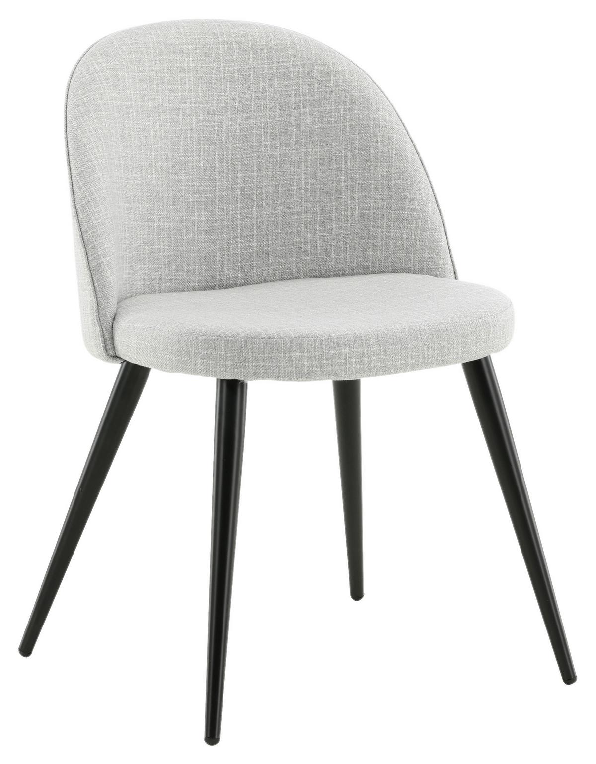 STUHL-SET VELVET - Hellgrau/Schwarz, Design, Textil/Metall (50/77/48cm) - Livetastic