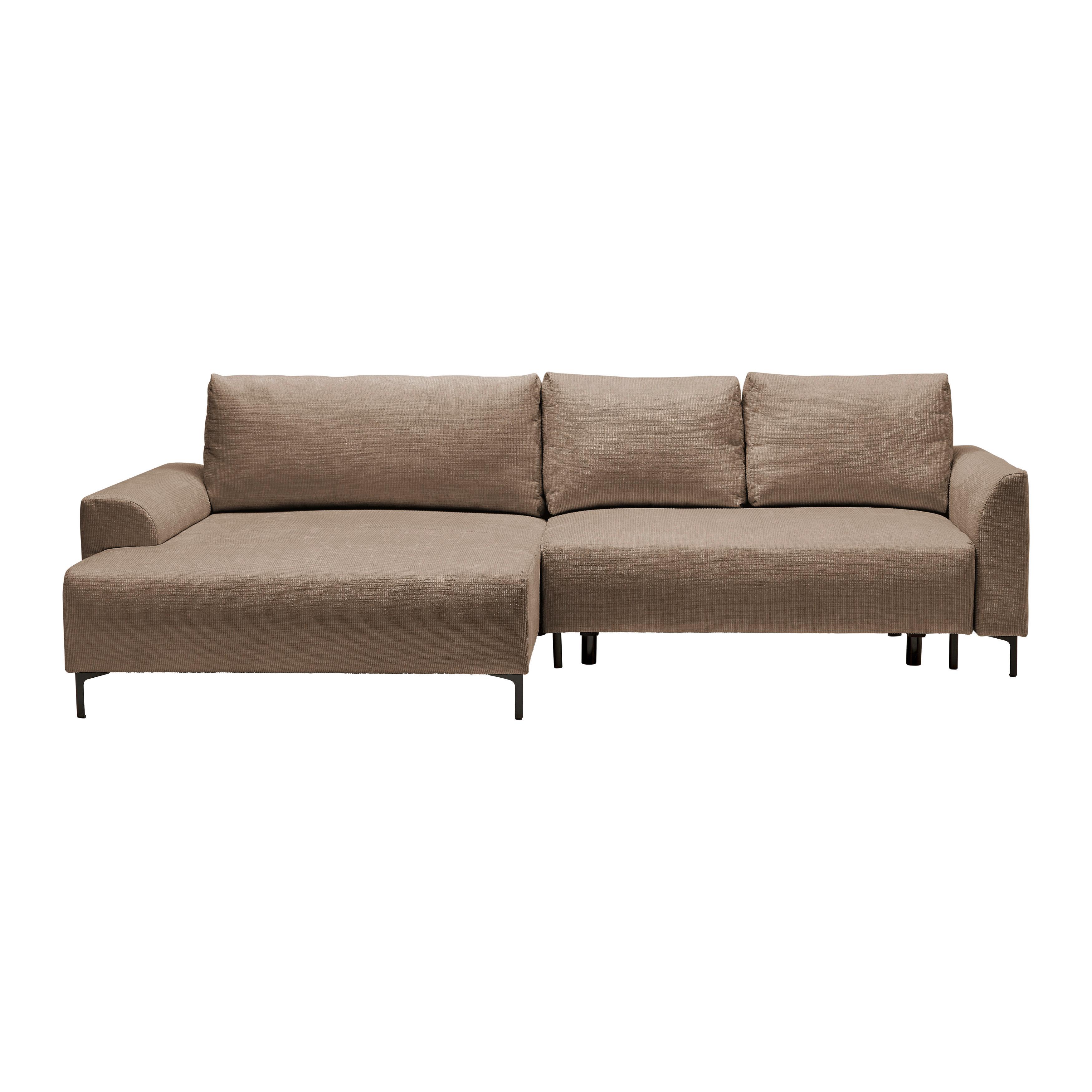 Ecksofa Integra Beige - Schwarz/Cappuccino, Textil/Metall (170/81-93/294cm) - Mömax