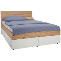 Stauraumbett ca. 140x200cm - Weiss/Eichefarben, Konventionell, Holzwerkstoff (140/200cm) - Mömax