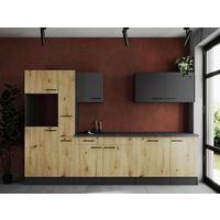 Kuhinjski Blok Brez Aparatov Oliver, 310cm - siva/črna, Design, kovina/leseni material (310cm) - Respekta
