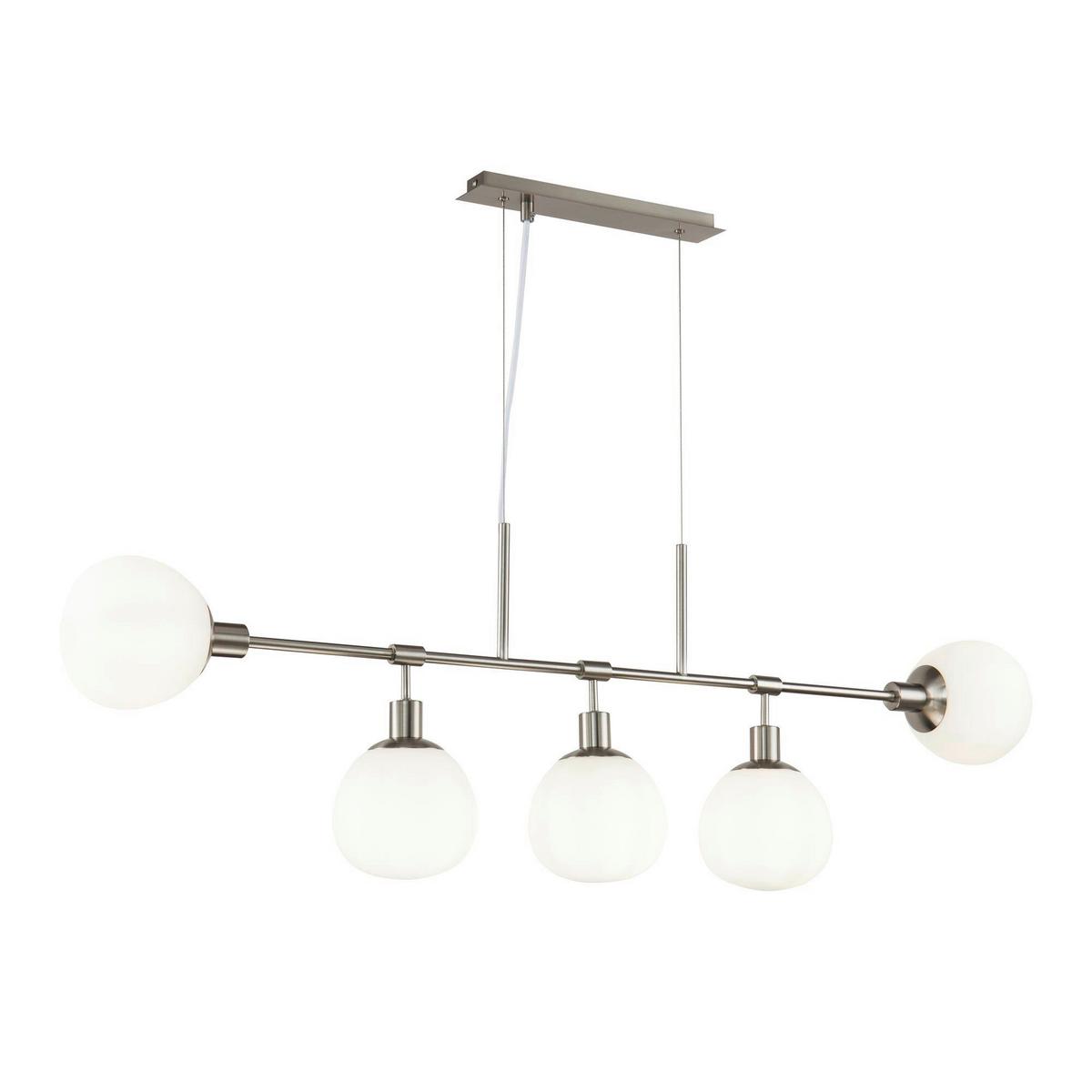 PENDELLEUCHTE ERICH - Weiss/Nickelfarben, Trend, Glas/Metall (120/15/37.3cm) - MAYTONI