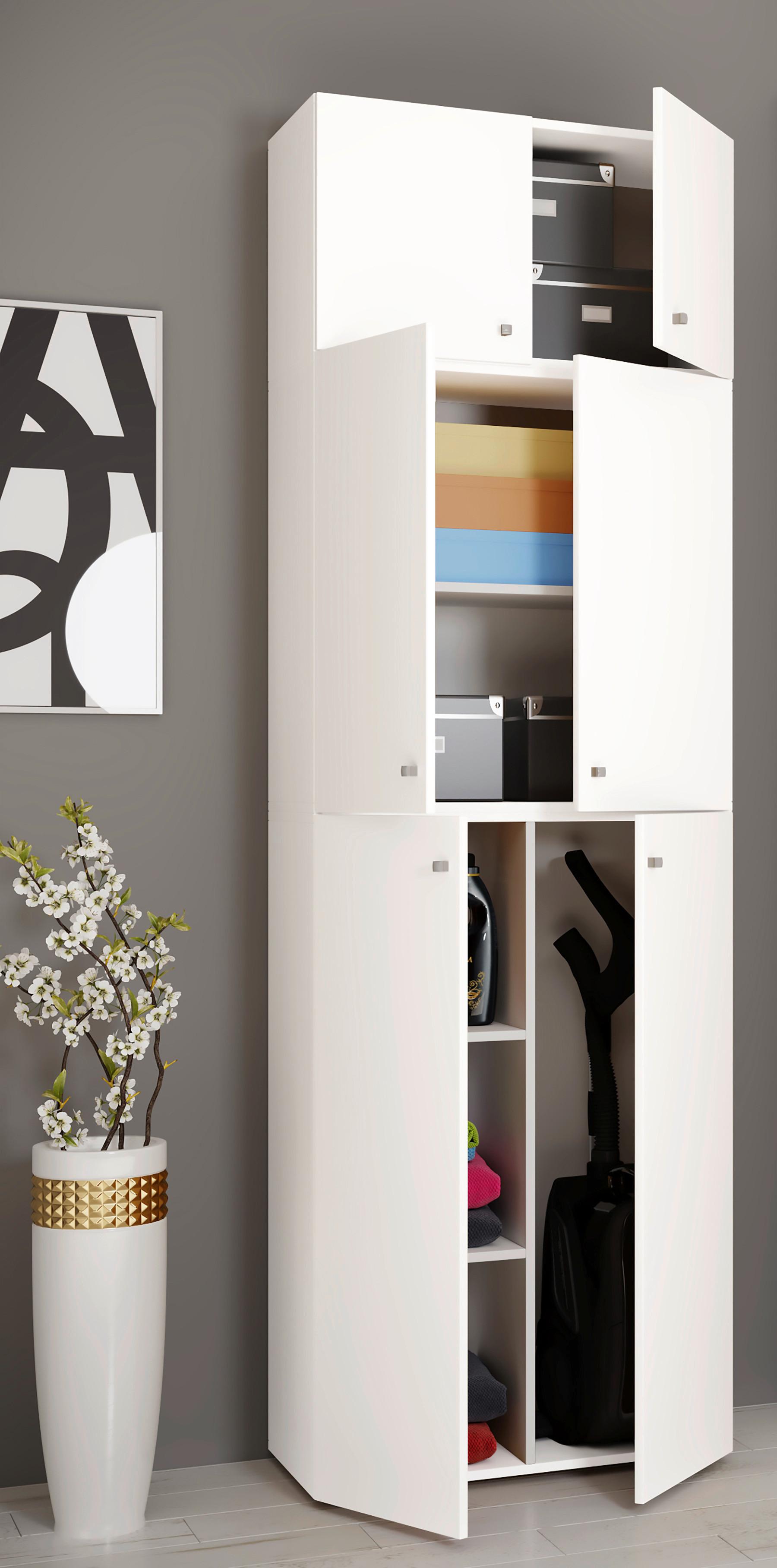 Mehrzweckschrank Lona XXL ca.70x223x39cm Weiß - Schwarz/Weiß, MODERN, Holzwerkstoff/Kunststoff (70/223/39cm) - MID.YOU