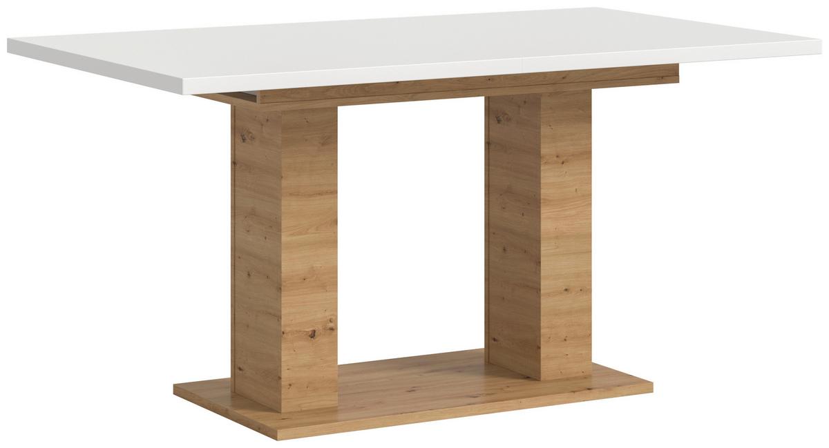 Ausziehtisch Marlon ca. 150x190 cm Eiche/Weiß - Weiß/Eiche Artisan, KONVENTIONELL, Holzwerkstoff (150-190/90/76cm) - MID.YOU