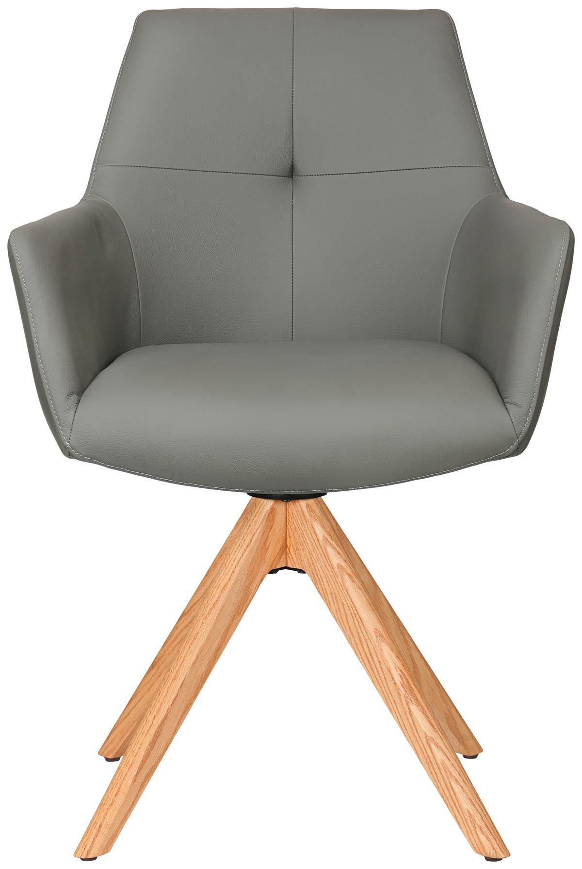 KRZESŁO Z PODŁOKIETNIKAMI MEDUSA - kolor dębowy/antracytowy, Konventionell, skóra/drewno (59,5/87,5/63cm) - Novel