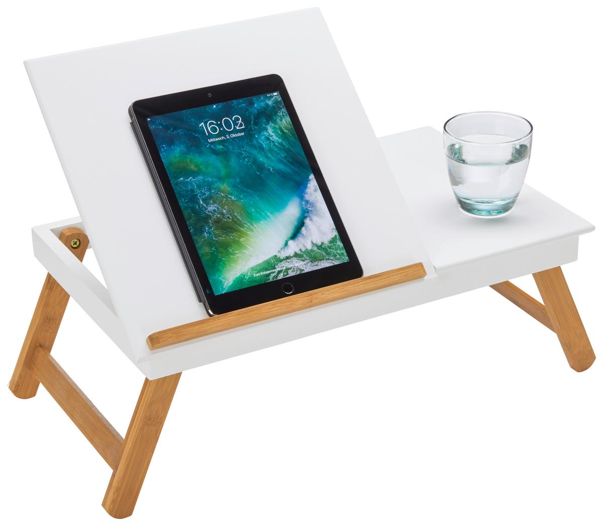 Laptop Asztal Fehér Book - natúr színű/fehér, Lifestyle, fa (53/20,5-43/33cm) - Mömax