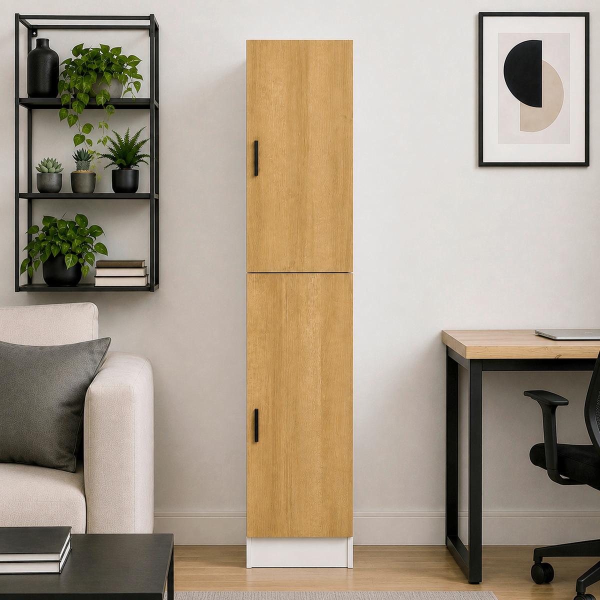 Aktenschrank Dilos L - Honigeiche/Weiss, Modern, Holzwerkstoff (38/183/32cm) - MID.YOU
