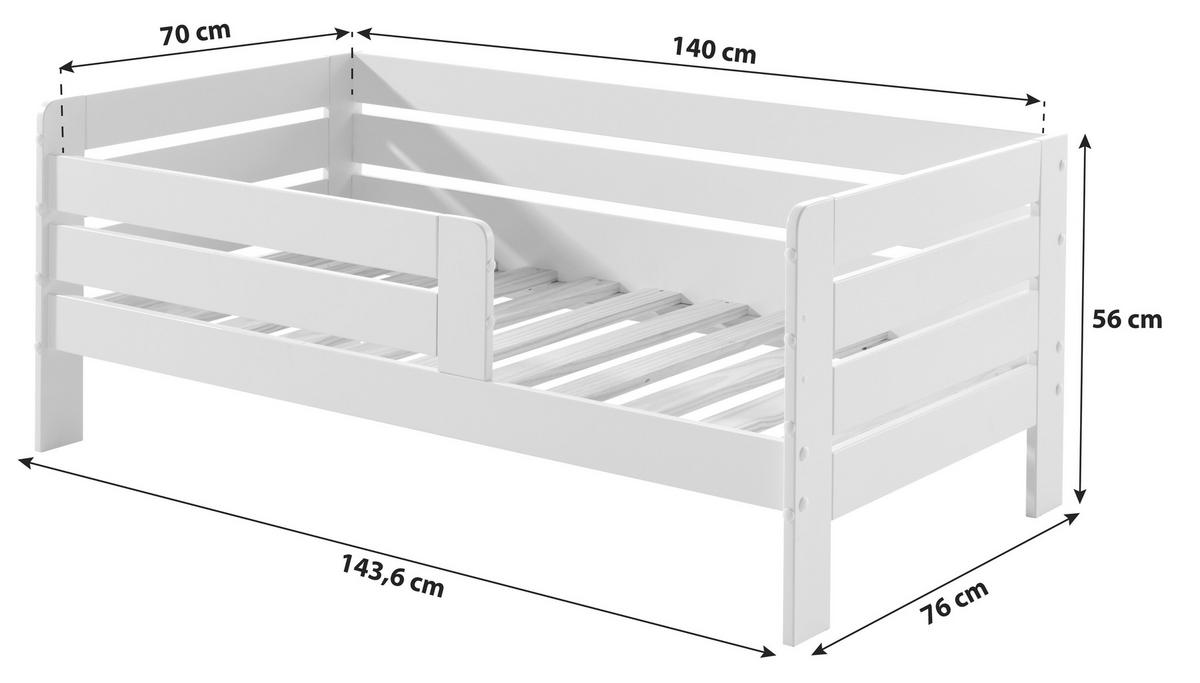 Kinderbett Weiß ca. 76x144 cm - Weiß, MODERN, Holz/Holzwerkstoff (70/140cm) - MID.YOU