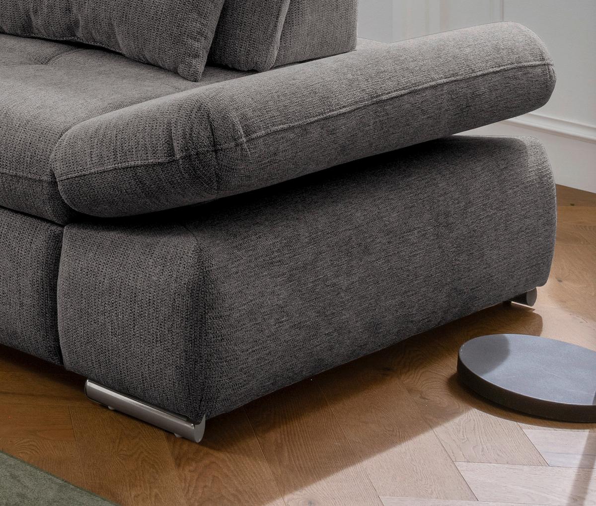 Wohnlandschaft Dalida Braun/Grau Chenille - Chromfarben/Braun, Design, Textil/Metall (254/280cm) - Livetastic